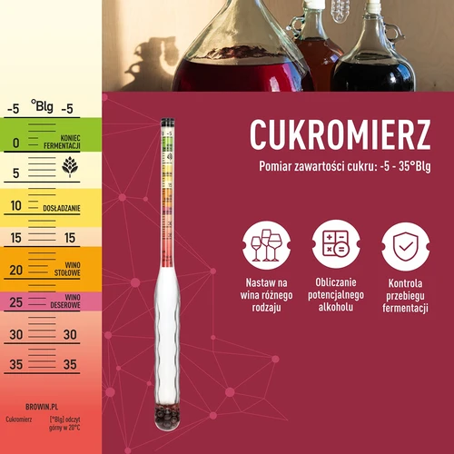 Неразбиваем захаромер с пробирка, обхват на измерване: -5-35°Blg - 6