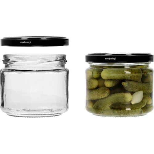 Нисък буркан 330 мл - с черна капачка fi 82/6, 6 бр. - 5