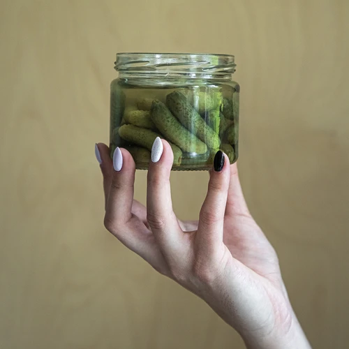 Нисък буркан 330 мл - със златиста капачка fi 82/6, 6 бр. - 8