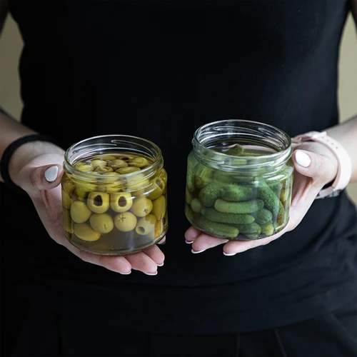 Нисък буркан 330 мл - със златиста капачка fi 82/6, 6 бр. - 9