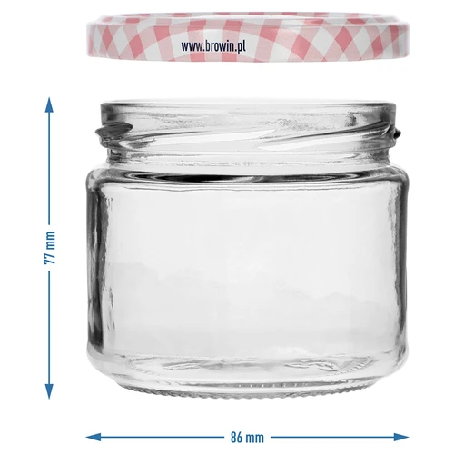 Нисък буркан 330ml - с цветна капачка Ø 82/6, 6 бр. - 7