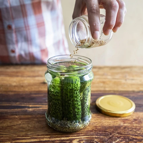 Оребрен буркан Fiś 500 мл - със златиста капачка fi 82/6, 6 бр. - 6