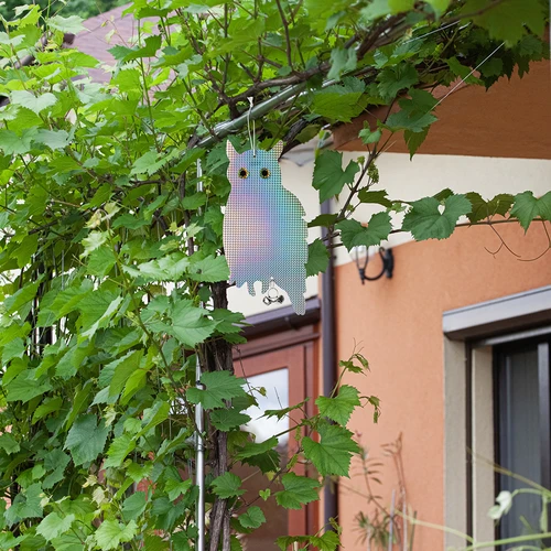 Отразяващо висящо плашило за птици - сова със звънчета - 10