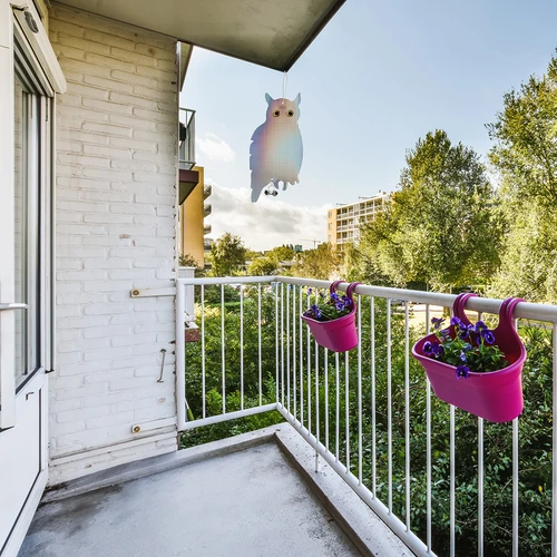 Отразяващо висящо плашило за птици - сова със звънчета - 11