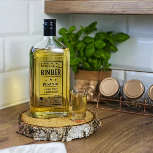 Плоска бутилка 0,5 л с винтова капачка и надпис Bimber PRL - 6