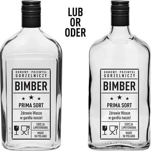 Плоска бутилка 0,5 л с винтова капачка и надпис Bimber PRL - 2