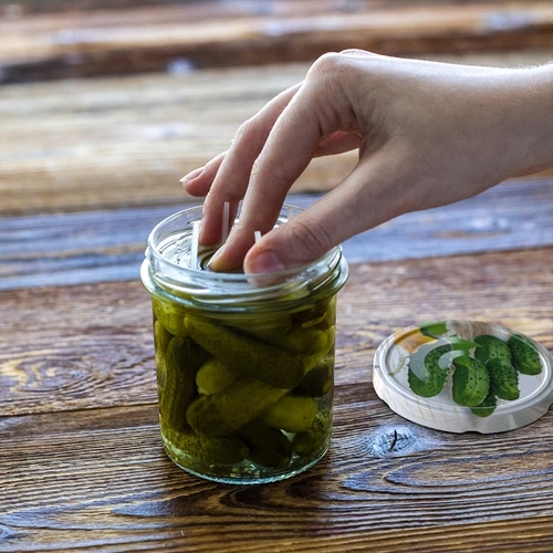 Притискач - сито за консерви, ферментирани продукти и в оцет - за буркани фи 82-66 - 3