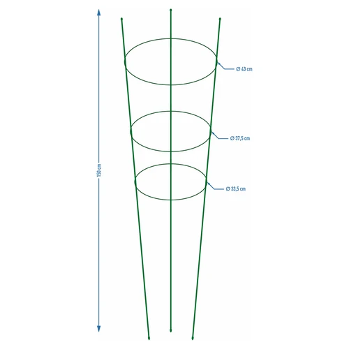 Пръстенова опора за растения, 3 пръстена, 1,5 m - 2