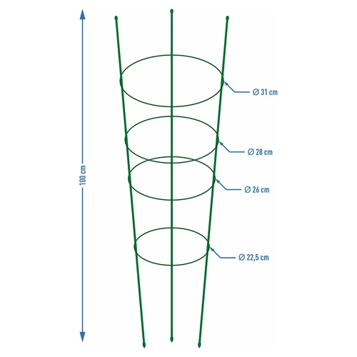 Пръстенова опора за растения 4 пръстена 1 m - 2