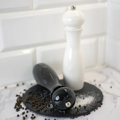 Ръчна мелничка за пипер и сол, 21 см, бяла - 4