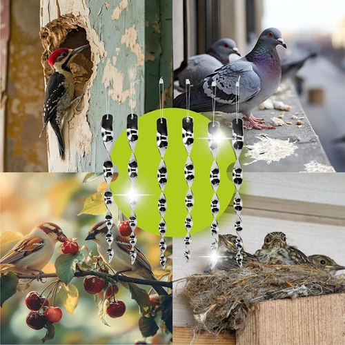 Репелент против птици – отразяващи спирали в сребрист цвят, 6 броя - 6
