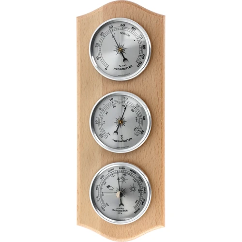 Ретро метеостанция - естествено дърво със сребърни циферблати