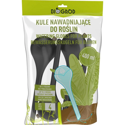 Самополиващи топки за растения, черни матови, с коркова тапа, 400 мл, 4 бр. - 4