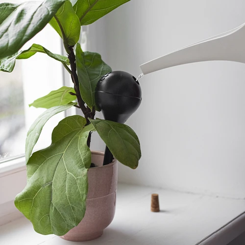 Самополиващи топки за растения, черни матови, с коркова тапа, 400 мл, 4 бр. - 12