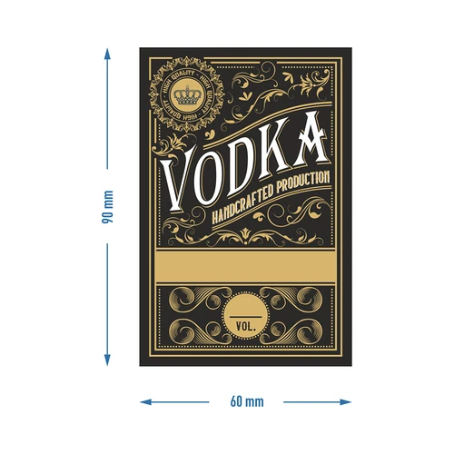 Самозалепващи етикети 60x90 mm за бутилки, водка, черни, 20 бр. - 4