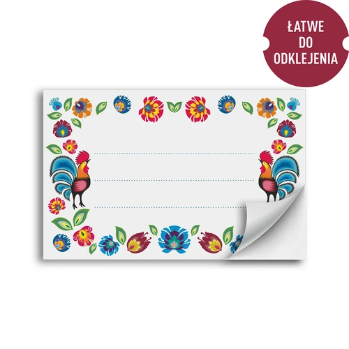 Самозалепващи етикети, фолклорен мотив 85/55 mm - 20 бр. - 2