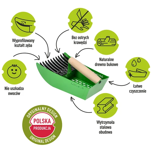 Събирачка за дребни плодове, метална, зелена - 8