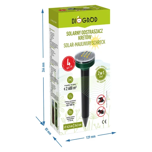 Соларен отблъсквач за къртици – ефективна, безопасна и хуманна защита на градината, комплект 4 бр. - 10