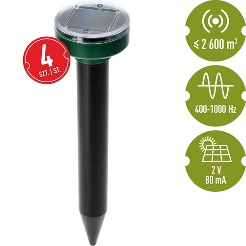 Соларен отблъсквач за къртици – ефективна, безопасна и хуманна защита на градината, комплект 4 бр. - 8