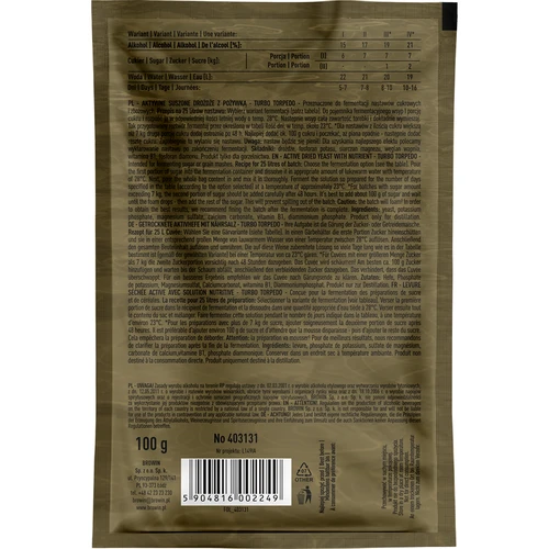 Спиртови дрожди Turbo Torpedo 5-7 дни 21% 100 г - 2