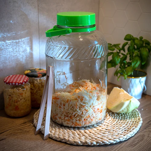 Стъклен буркан 8 л, с щипци - 10