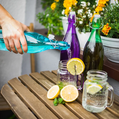 Стъклена бутилка 1 л с херметично затваряне - в различни цветове - 5