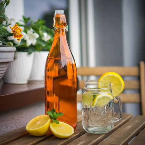 Стъклена бутилка 1 л с херметично затваряне - в различни цветове - 3