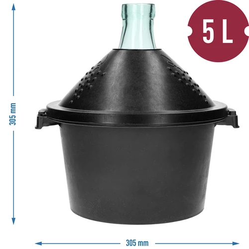 Стъклена дамаджана за вино 5 л - с пластмасова кошница - 7