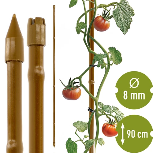 Стоманен кол с покритие, с форма на бамбук, 90 см x 8 мм