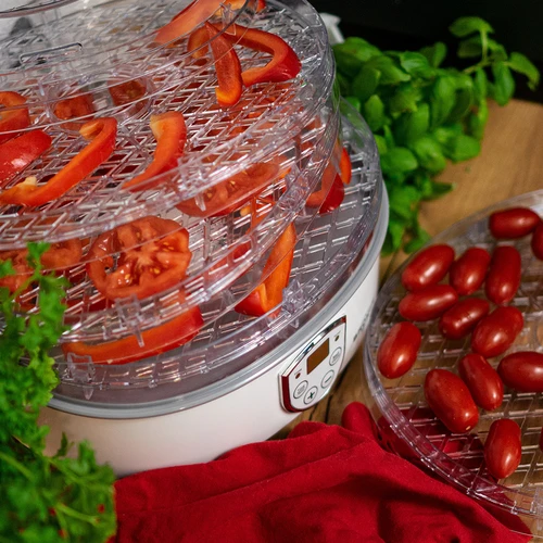Сушилня за гъби, плодове, зеленчуци и билки с регулиране на температурата, 240W, прозрачна - 16