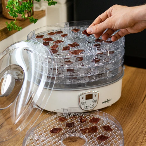 Сушилня за гъби, плодове, зеленчуци и билки с регулиране на температурата, 240W, прозрачна - 17