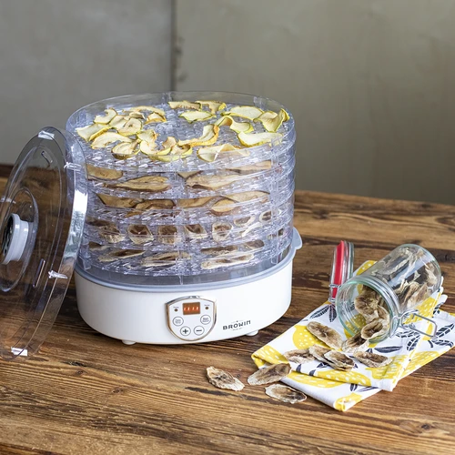 Сушилня за гъби, плодове, зеленчуци и билки с регулиране на температурата, 240W, прозрачна - 12