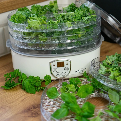 Сушилня за гъби, плодове, зеленчуци и билки с регулиране на температурата, 240W, прозрачна - 13