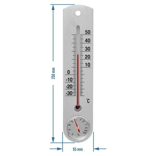 Универсален сребърен термометър с хигрометър (-30°C до +50°C) 25 см - 2