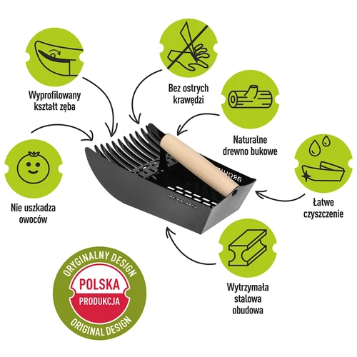 Уред за бране на дребни плодове, метален, черен - 9