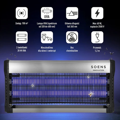 UVA лампа против насекоми 40 W, сребриста - 6