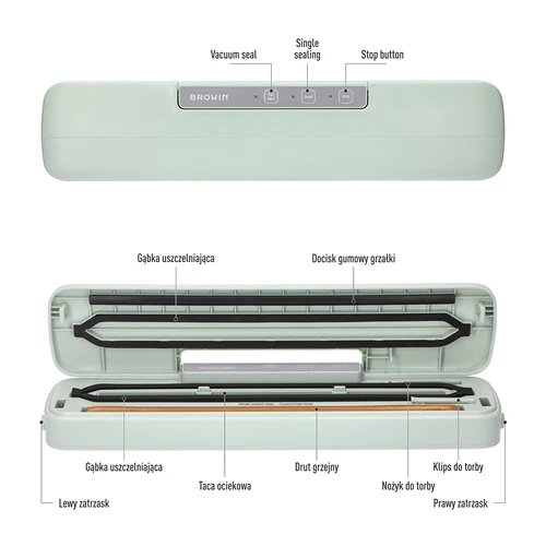 Вакуумна запечатваща машина – универсална, в цвят пистачио - 8