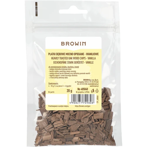 Ванилови дъбови чипсове, силно препечени, 20 g - 2