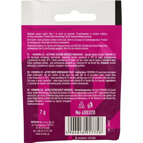 Винени дрожди Fermivin LS2, 7 g - 2