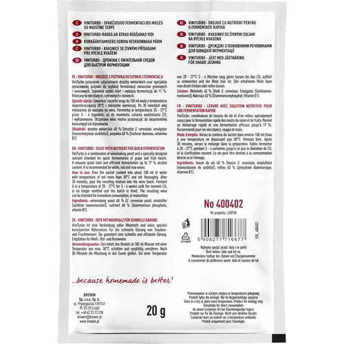 ViniTurbo - дрожди за бърза ферментация, 20 г - 2