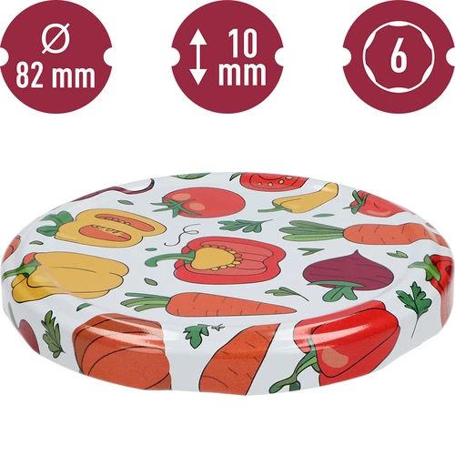 Винтова капачка с печат – десен Зеленчуци, Ф 82/6, 10 бр. - 3