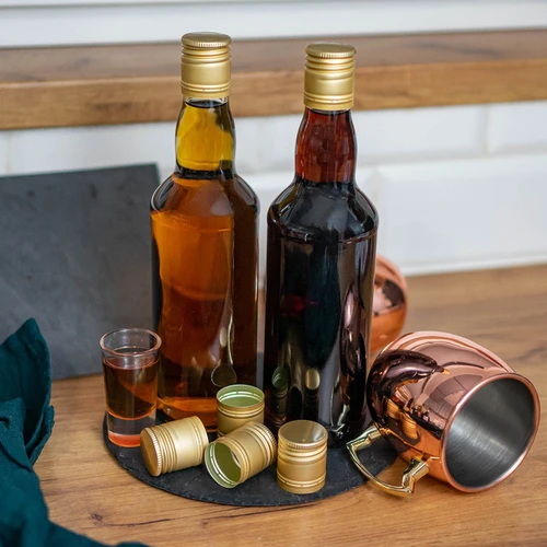 Винтова капачка за бутилки фи 31,5/24 - златна - 6 бр. - 3