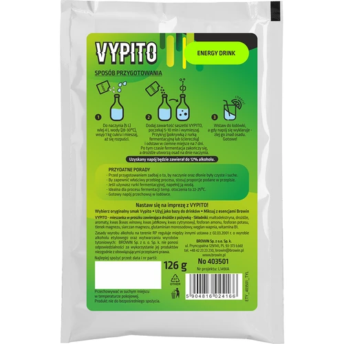 VYPITO 12%, саше за 18 коктейла - Енергийна напитка, 126 г - 2