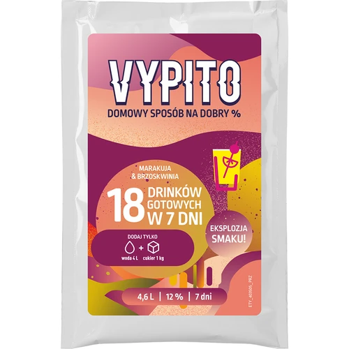 VYPITO 12%, саше за 18 коктейла – Маракуя-Праскова, 126 г