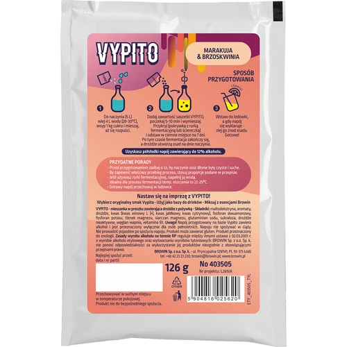 VYPITO 12%, саше за 18 коктейла – Маракуя-Праскова, 126 г - 4