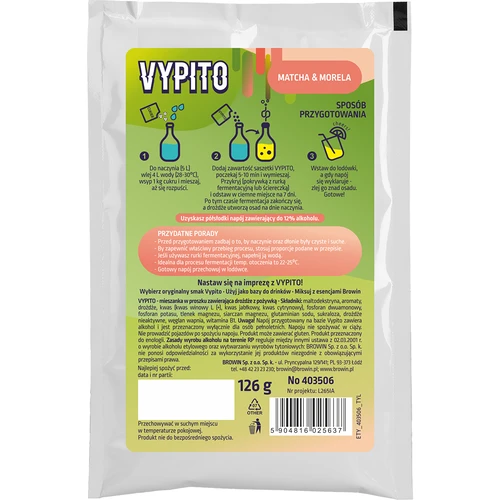 VYPITO 12%, саше за 18 коктейла - Матча-Кайсия, 126g - 2