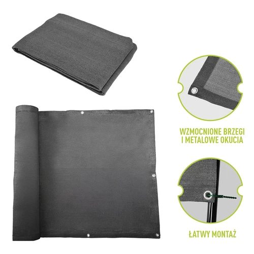 Засенчваща мрежа (80%, 140 г/м²) 0,9x5 м, графитена - 6