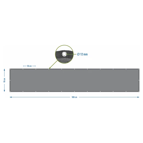 Засенчваща мрежа (80%, 140 г/м²) 0,9x5 м, графитена - 7