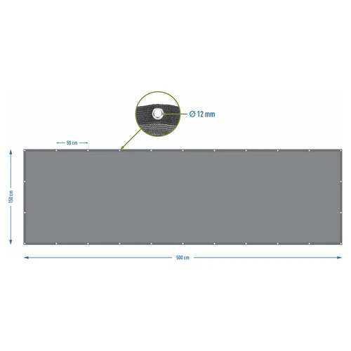 Засенчваща мрежа (80%, 140 g/m²) 1,5 x 5 m, графитена - 7