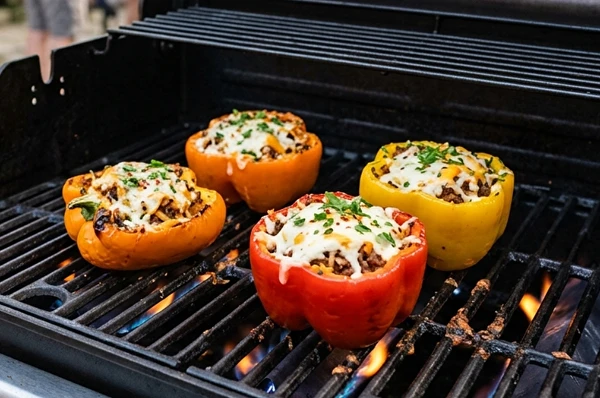 Пълнени чушки на газов грил